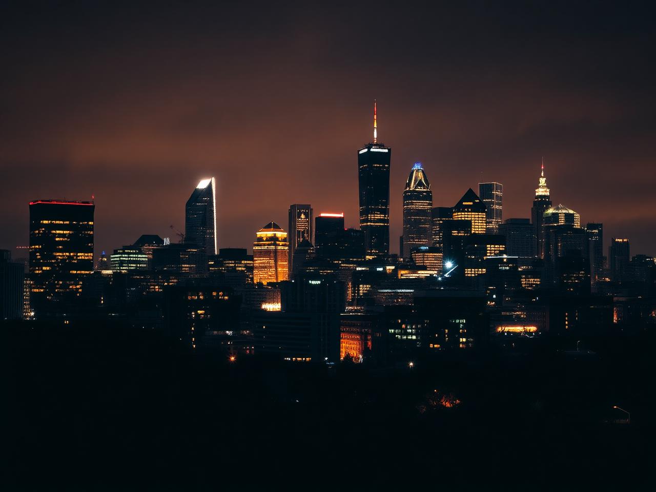 Philadelphia city skyline at night